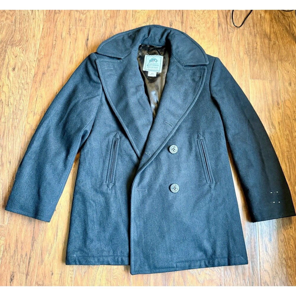 QUARTERDECK COLLECTION MENS BLACK WOOL PEA COAT OFFICIAL ISSUE 42R